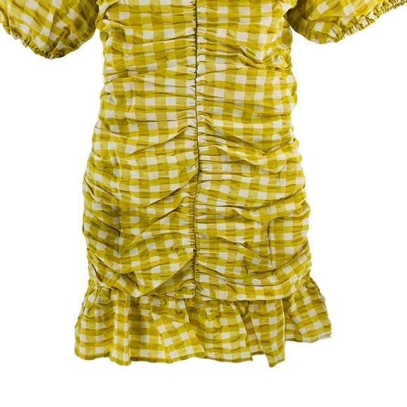 Petal & Pup NEW Tenice V Neck Gingham Puff Sleeve Mini Dress Green Size XS - Picture 10 of 11